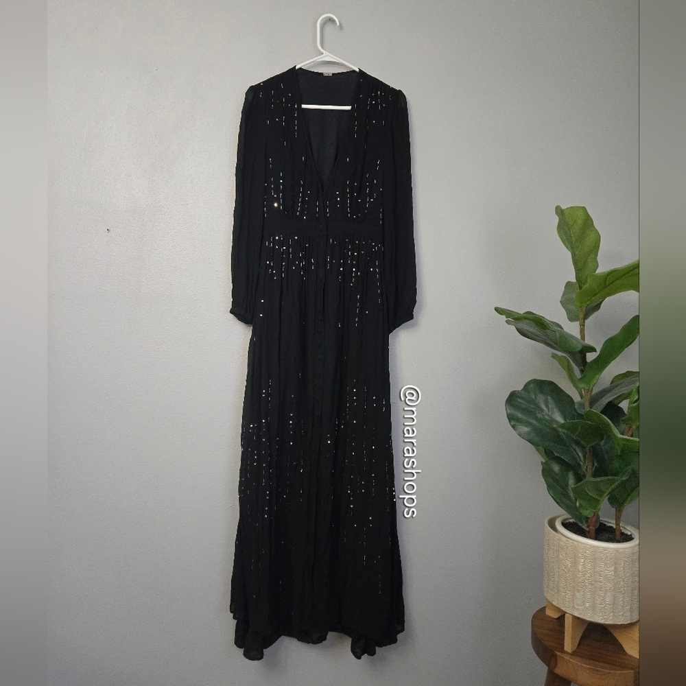 Chan Luu Black Embellished Maxi Dress